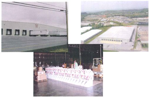 Warehouses and storage area with loading docks.